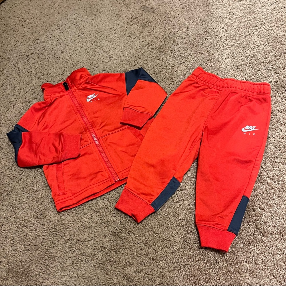Nike Red and Blue Nike Air Zip-Up Sweatshirt and Pants Outfit